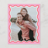 Budget Retro Wavy Curve Pink Red Photo Weddenschap (Achterkant)