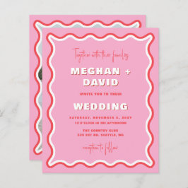 Budget Retro Wavy Curve Pink Red Photo Weddenschap