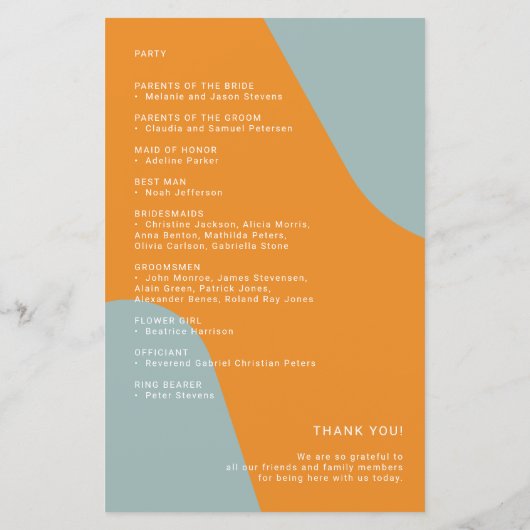 Budget retro wedding program template (Achterkant)