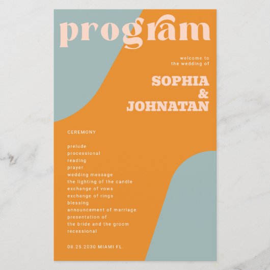 Budget retro wedding program template (Voorkant)