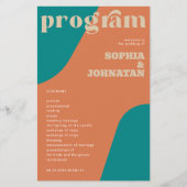 Budget retro wedding program template flyer (Voorkant)