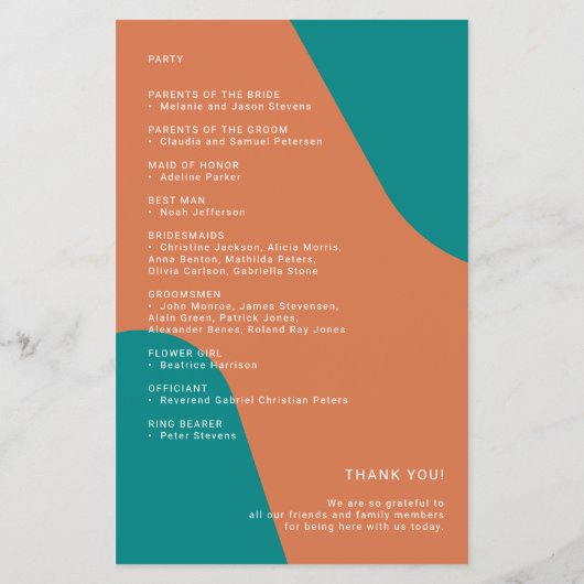 Budget retro wedding program template flyer (Achterkant)