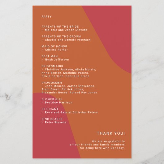 Budget retro wedding program template flyer (Achterkant)