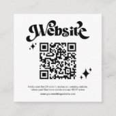 Budget Retro Zwart Script QR Code Trouwwebsite Informatiekaartje (Voorkant)