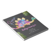 Budget Roar Cute Abstract Pink Dinosaur Uitnodigin Notitieblok (Schuin)