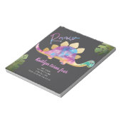 Budget Roar Cute Abstract Pink Dinosaur Uitnodigin Notitieblok (Linkerzijde)