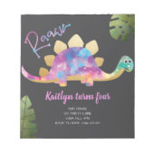 Budget Roar Cute Abstract Pink Dinosaur Uitnodigin Notitieblok (Voorkant)