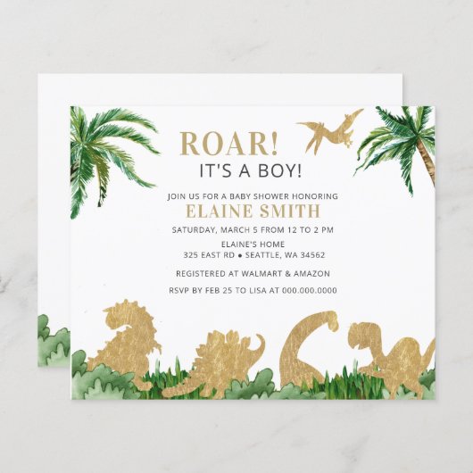 Budget Roar Dinosaur Baby shower (Voorkant / Achterkant)