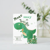 BUDGET Roar, Three-Rex Cute Dinosaur Invitation (Staand voorkant)