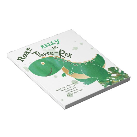BUDGET Roar, Three-Rex Cute Dinosaur Invitation Notitieblok (Schuin)