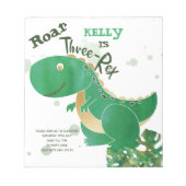 BUDGET Roar, Three-Rex Cute Dinosaur Invitation Notitieblok (Voorkant)