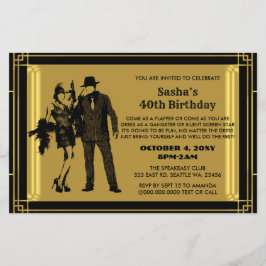 Budget Roaring 20 Flapper Girl Gangster Uitnodigin