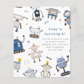 Budget Robot Verjaardag Uitnodiging (Voorkant)