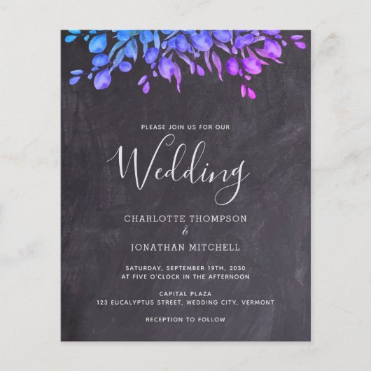 Budget Robuust Botanical Leaves Wedding Uitnodigin (Voorkant)