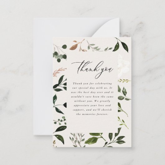 budget Robuust botanisch groen bedankt Notitiekaartje (Achterkant)