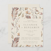 Budget Robuust Botanische Aarde Tones Wedding Invi (Voorkant / Achterkant)