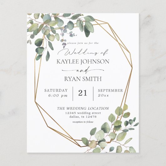 Budget Robuust Eucalyptus & Gold Lijst Wedding (Voorkant)
