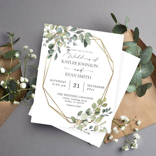 Budget Robuust Eucalyptus & Gold Lijst Wedding
