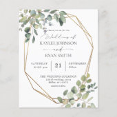 Budget Robuust Eucalyptus & Gold Lijst Wedding Flyer (Voorkant)