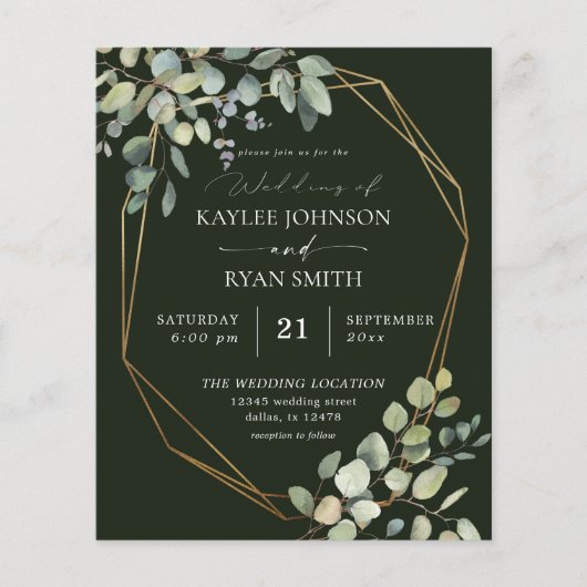 Budget Robuust Eucalyptus & Gold Wedding - Groen (Voorkant)