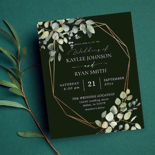Budget Robuust Eucalyptus & Gold Wedding - Groen Flyer