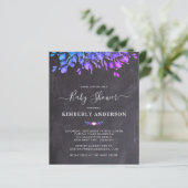 Budget Robuust Eucalyptus Paars Baby shower Uitnod (Staand voorkant)