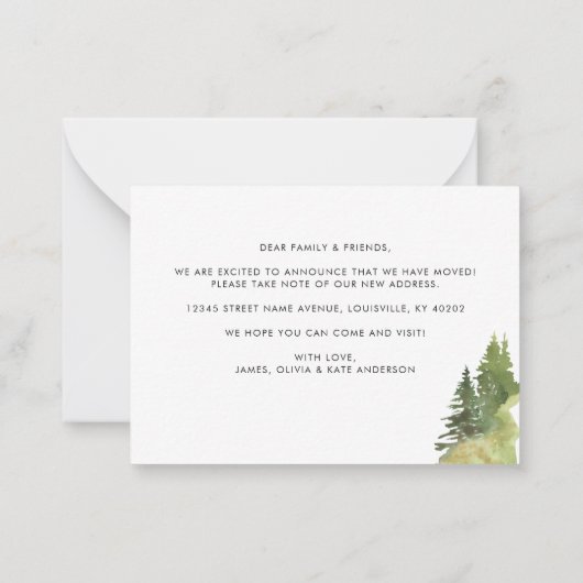 Budget Robuust Forest We hebben New Home Moving ve Notitiekaartje (Achterkant)