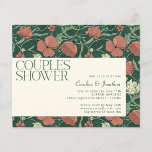 Budget Robuuste groene Floral Couples Shower Invit