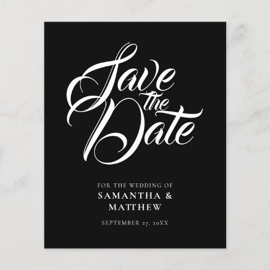 BUDGET Robuuste kalligrafie sparen de Datum Uitnod Flyer (Voorkant)