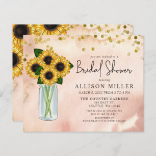Budget Robuuste Sunflower Bridal Shower Invitation