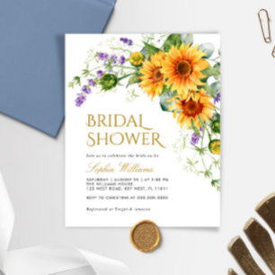 Budget Robuuste Sunflower Bridal Shower Invitation