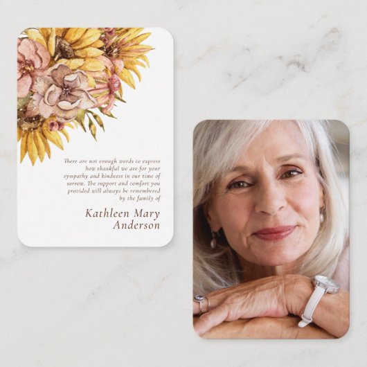 Budget Robuuste Zonnebloem Sympathie Dank u wel Notitiekaartje (Voorkant / Achterkant)