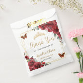 Budget Rode Bloemen Gouden Butterfiles Quinceanera Bedankzakje (Gezegeld)