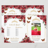 Budget Rode Bloemen Quinceanera Foto Evenement Pro (Voorkant / Achterkant)