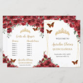 Budget Rode Bloemen Quinceanera Order Evenementen  (Voorkant / Achterkant)