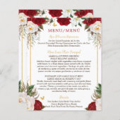 Budget Rode Bloemen Tweetalige Quinceañera Menu (Voorkant / Achterkant)