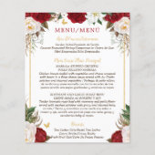 Budget Rode Bloemen Tweetalige Quinceañera Menu (Voorkant)