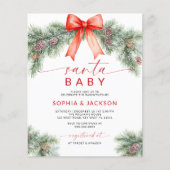 Budget Rode Boog Kerstman Baby shower Uitnodigen (Voorkant)