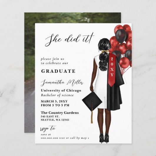 Budget rode foto deed ze het Afstuderen (Voorkant / Achterkant)