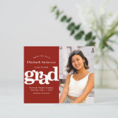 Budget Rode Foto Save Datum Afstuderen Uitnodiging (Staand voorkant)