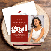 Budget Rode Foto Save Datum Afstuderen Uitnodiging