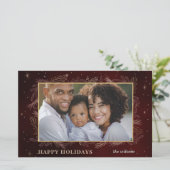 Budget Rode Gouden Botanische Foto Kerstkaart (Staand voorkant)