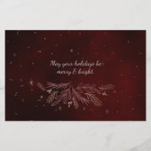 Budget Rode Gouden Botanische Foto Kerstkaart (Achterkant)