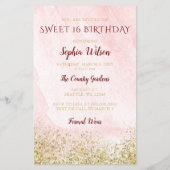 Budget Rode Gouden Jurk Sweet 16 Uitnodiging (Achterkant)