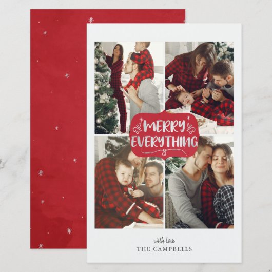 Budget Rode Kerst Alles 4 foto kerstkaart (Voorkant / Achterkant)