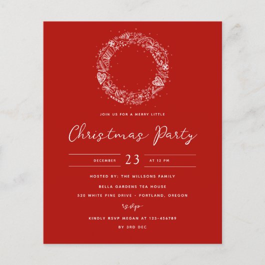 Budget Rode Kerstvakantie feestdag uitnodiging Flyer (Voorkant)