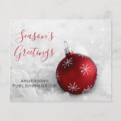 Budget Rode Ornament Bedrijfs Kerstkaart (Voorkant)