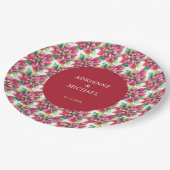 Budget Rode Poinsettia Kerstbruiloft Papieren Bordje (Gekanteld)