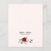 Budget Rode Roos & Goud Bloemen Bruiloft Uitnodigi (Achterkant)