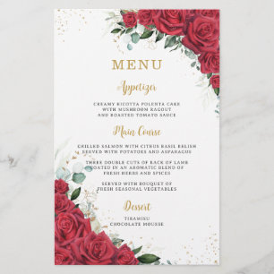 Budget Rode Rozen Bloemen Menu Blad